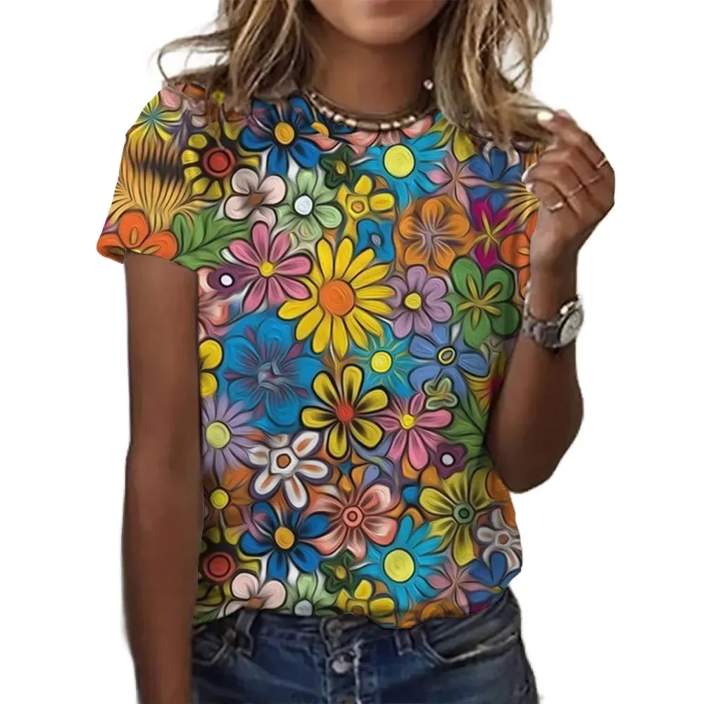 Fashion Women's T Shirt Floral Graphic Harajuku Clothing O-neck Tops Pullover 3D Print Short Sleeve Tees Loose Streetwear Summer
Fashion Women's T Shirt Floral Graphic Harajuku Clothing O-neck Tops Pullover 3D Print Short Sleeve Tees Loose Streetwear Summer