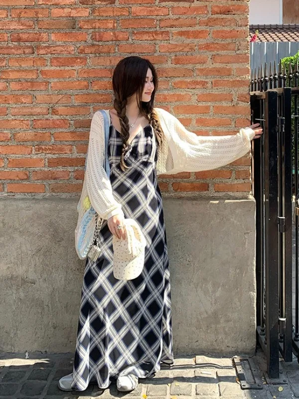 plus Size Women's Vintage Plaid V-Neck Strap Dress Slim Fit High Waist A-Line Long Skirt Summer New Style City Commute Dress
plus Size Women's Vintage Plaid V-Neck Strap Dress Slim Fit High Waist A-Line Long Skirt Summer New Style City Commute Dress