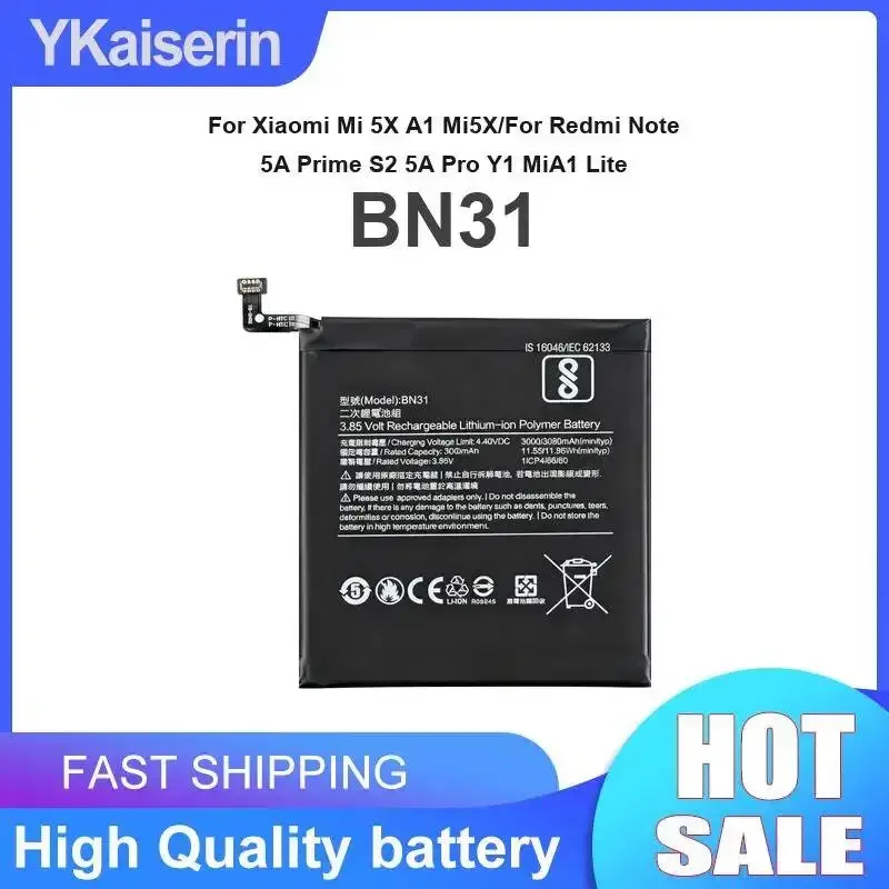 Reliable Power BN31 3080mAh For Xiaomi MI 5X A1 Mi5X For Redmi Note 5A Prime S2 5A Pro Y1 MiA1 Lite Mobile Phone Battery
Reliable Power BN31 3080mAh For Xiaomi MI 5X A1 Mi5X For Redmi Note 5A Prime S2 5A Pro Y1 MiA1 Lite Mobile Phone Battery