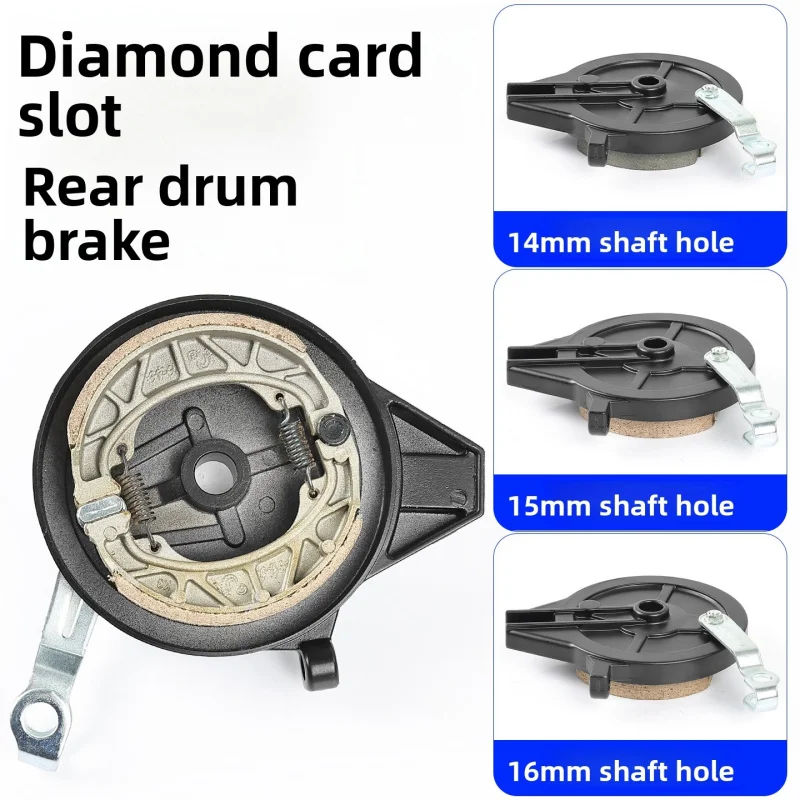 110 model scooter electric vehicle rear drum brake assembly, brake drum cover with 14/15/16 holes, brake disc, brake caliper
110 model scooter electric vehicle rear drum brake assembly, brake drum cover with 14/15/16 holes, brake disc, brake caliper