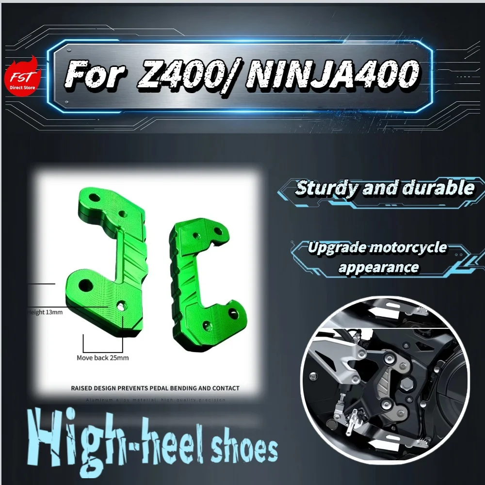 For Z400 Ninja400 CNC Aluminum Footpeg Riser, Raised & Rearward Shift Bracket Adapter Motorcycle Mod Parts
For Z400 Ninja400 CNC Aluminum Footpeg Riser, Raised & Rearward Shift Bracket Adapter Motorcycle Mod Parts