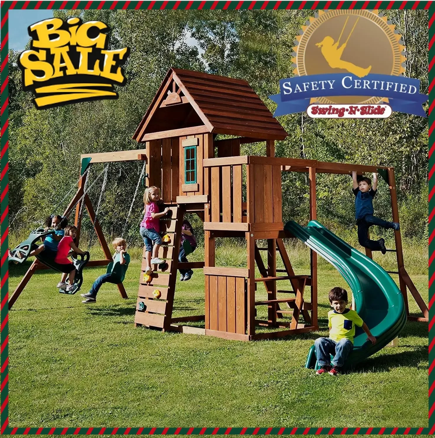 Hot SalesSwing Set Play Set with Two Swings, Slide, Monkey Bars, Picnic Table & Glider, Green
Hot SalesSwing Set Play Set with Two Swings, Slide, Monkey Bars, Picnic Table & Glider, Green