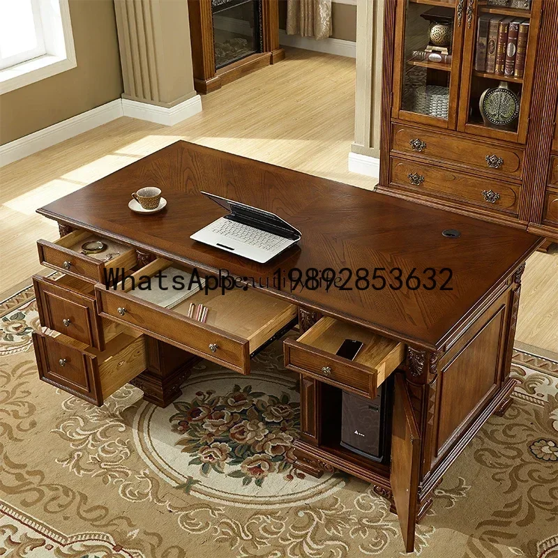 .American all-solid wood desk home European desk retro engraving
.American all-solid wood desk home European desk retro engraving