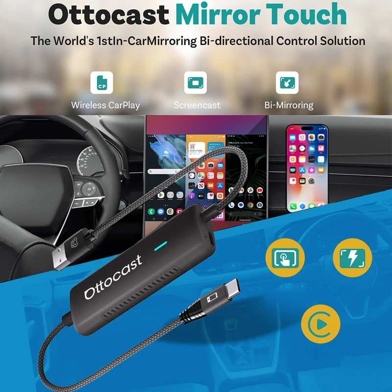 Ottocast Mirror Touch Bi-Mirroring Wireless CarPlay Adapter Bi-Directional Control Dongle Video Box for IOS Android AUDI Benz
Ottocast Mirror Touch Bi-Mirroring Wireless CarPlay Adapter Bi-Directional Control Dongle Video Box for IOS Android AUDI Benz