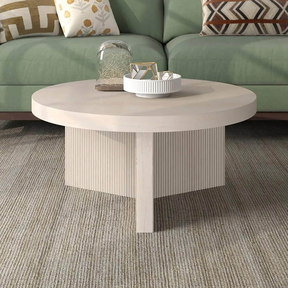 32" Wide Round Coffee Table in Weathered Gray, for Home, Living Room, Bedroom, Entertainment Room, Office - Industrial Farmhouse
32" Wide Round Coffee Table in Weathered Gray, for Home, Living Room, Bedroom, Entertainment Room, Office - Industrial Farmhouse