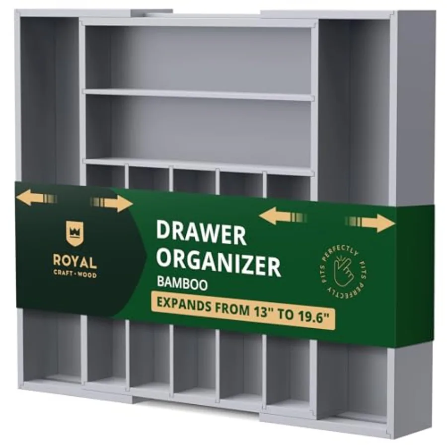 Luxury Bamboo Kitchen Drawer Organizer - Silverware Organizer - Utensil Holder and Cutlery Tray with Grooved Drawer Dividers fo
Luxury Bamboo Kitchen Drawer Organizer - Silverware Organizer - Utensil Holder and Cutlery Tray with Grooved Drawer Dividers fo