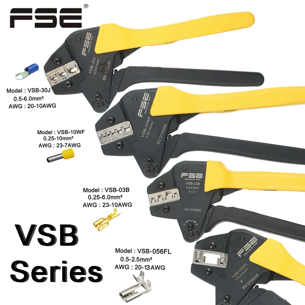 VSB-03B VSB-10A Insulated Terminal Crimping Tools VSB-10WF 056FL VSB-30J 0.5-6mm2 20-10AWG Electrical Crimping Plier Hand Tools
VSB-03B VSB-10A Insulated Terminal Crimping Tools VSB-10WF 056FL VSB-30J 0.5-6mm2 20-10AWG Electrical Crimping Plier Hand Tools