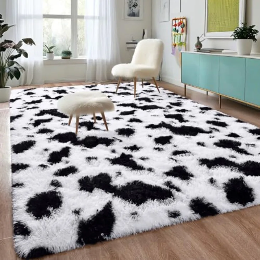 Fluffy Black White Rugs for Bedroom Living Room 5x8 Feet Soft Plush Shaggy Cow Hide Print Girls Boys Rug Non-Slip and Machine W
Fluffy Black White Rugs for Bedroom Living Room 5x8 Feet Soft Plush Shaggy Cow Hide Print Girls Boys Rug Non-Slip and Machine W