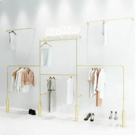Стеллаж для магазина одежды, двухслойная витрина для магазина женской одежды, золотая настенная полка
Стеллаж для магазина одежды, двухслойная витрина для магазина женской одежды, золотая настенная полка