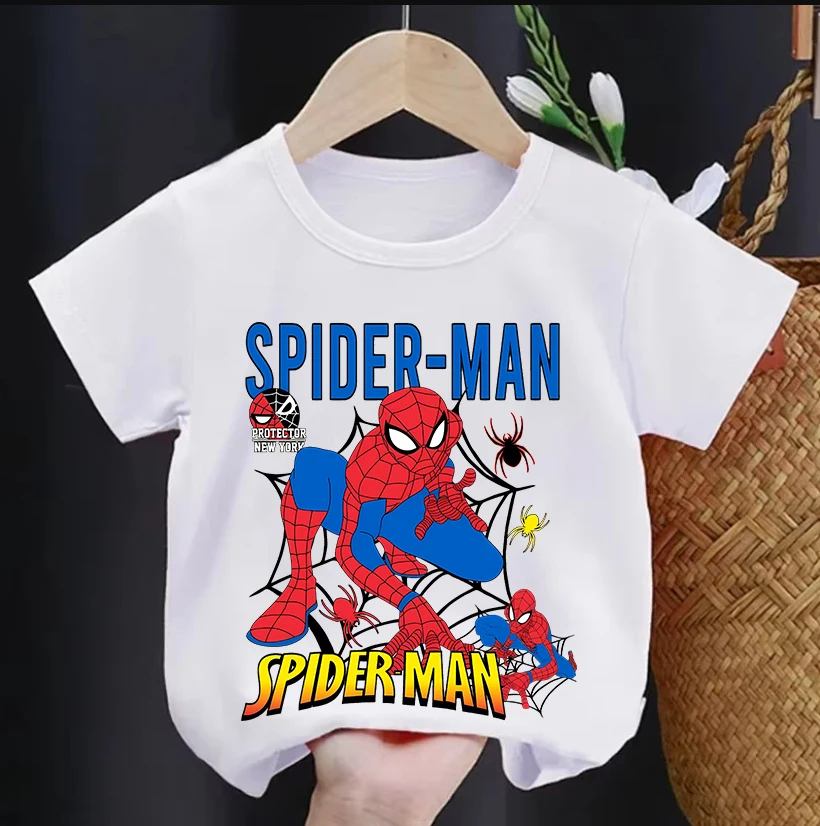 Spidermans Boys T-shirt Marvels Anime Action Figures Tees Kids Summer Short Sleeve Cotton Tops Children Clothes Gift Hot Sales
Spidermans Boys T-shirt Marvels Anime Action Figures Tees Kids Summer Short Sleeve Cotton Tops Children Clothes Gift Hot Sales