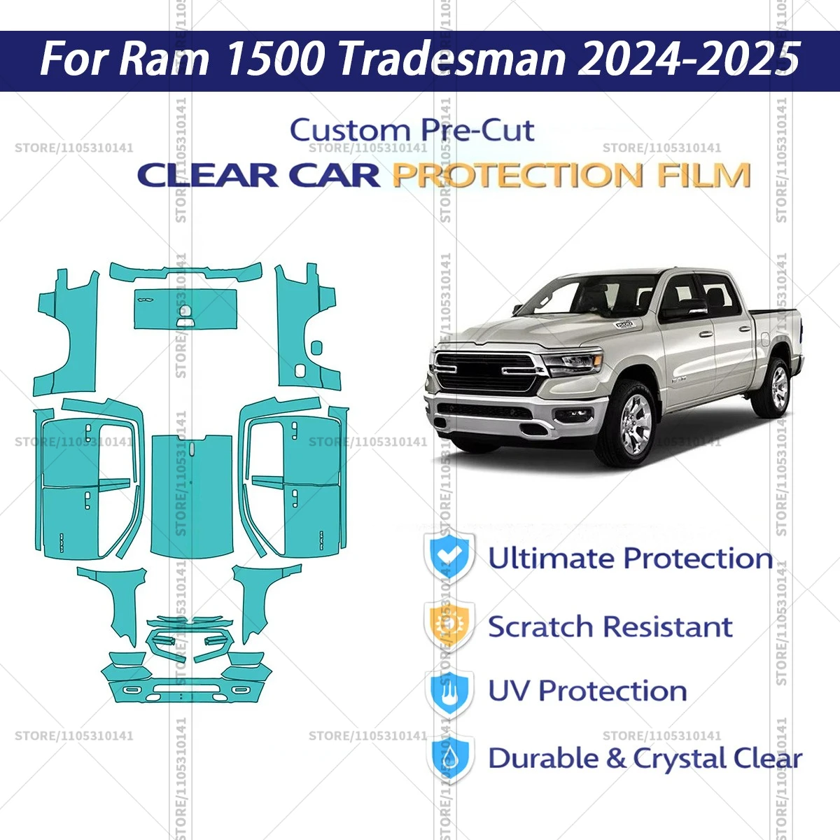 Защитная пленка PPF для Ram-1500-Tradesman-2024-2025, предварительно вырезанная, прозрачная, профессиональная автомобильная пленка для полной оклейки кузова
Защитная пленка PPF для Ram-1500-Tradesman-2024-2025, предварительно вырезанная, прозрачная, профессиональная автомобильная пленка для полной оклейки кузова