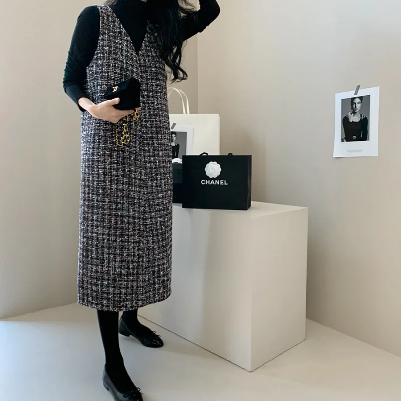 Французский стиль, женский осенний шерстяной костюм: топ с длинным рукавом + платье-майка без рукавов с V-образным вырезом, комплект из двух предметов, офисный женский костюм
Французский стиль, женский осенний шерстяной костюм: топ с длинным рукавом + платье-майка без рукавов с V-образным вырезом, комплект из двух предметов, офисный женский костюм