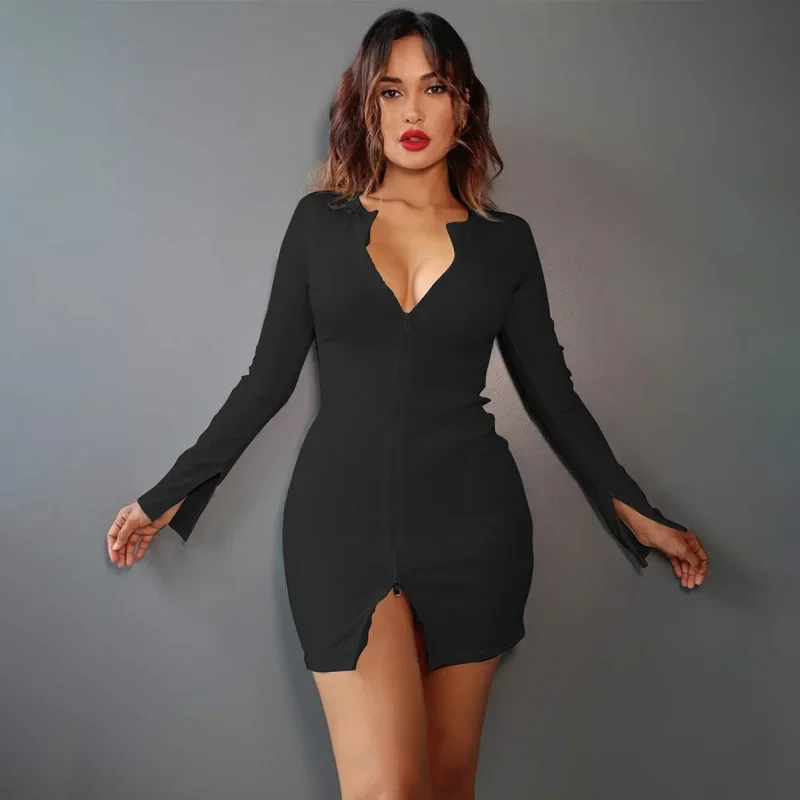 Pure Color Zipper Dress Street Style Basic Length Midi round Neck Long Sleeve Polyester Fiber Spring Season Fashion Trend
Pure Color Zipper Dress Street Style Basic Length Midi round Neck Long Sleeve Polyester Fiber Spring Season Fashion Trend