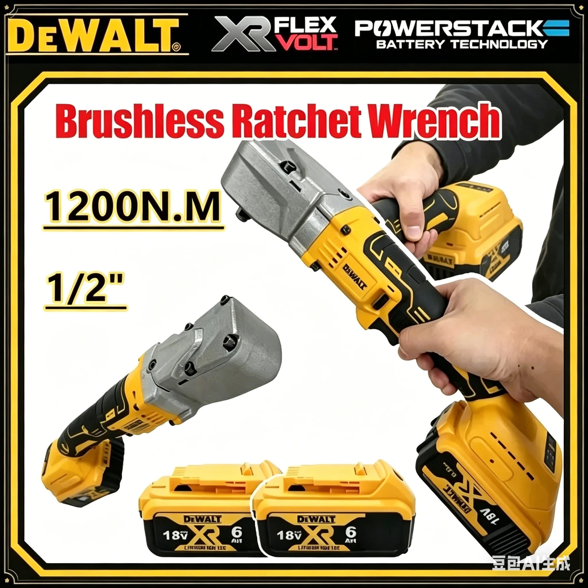 DeWALT 1/2'' 1200NM Brushless Cordless Ratchet Wrench Electric Driver Removal Screw Nut Car Repair Electric Tools
DeWALT 1/2'' 1200NM Brushless Cordless Ratchet Wrench Electric Driver Removal Screw Nut Car Repair Electric Tools