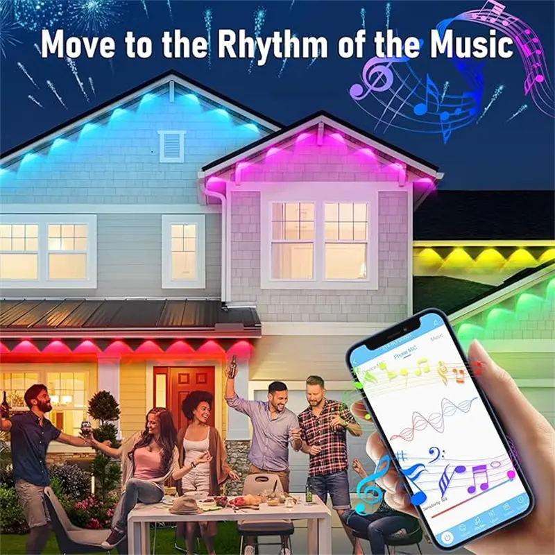 60M Smart RGB Eave Lights App & Rem