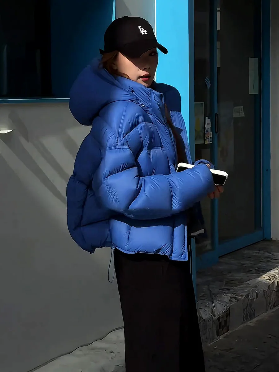 Корейская короткая пуховая куртка для женщин, зимняя, синяя, теплая, с капюшоном, повседневная, утолщенная, с длинными рукавами
Корейская короткая пуховая куртка для женщин, зимняя, синяя, теплая, с капюшоном, повседневная, утолщенная, с длинными рукавами