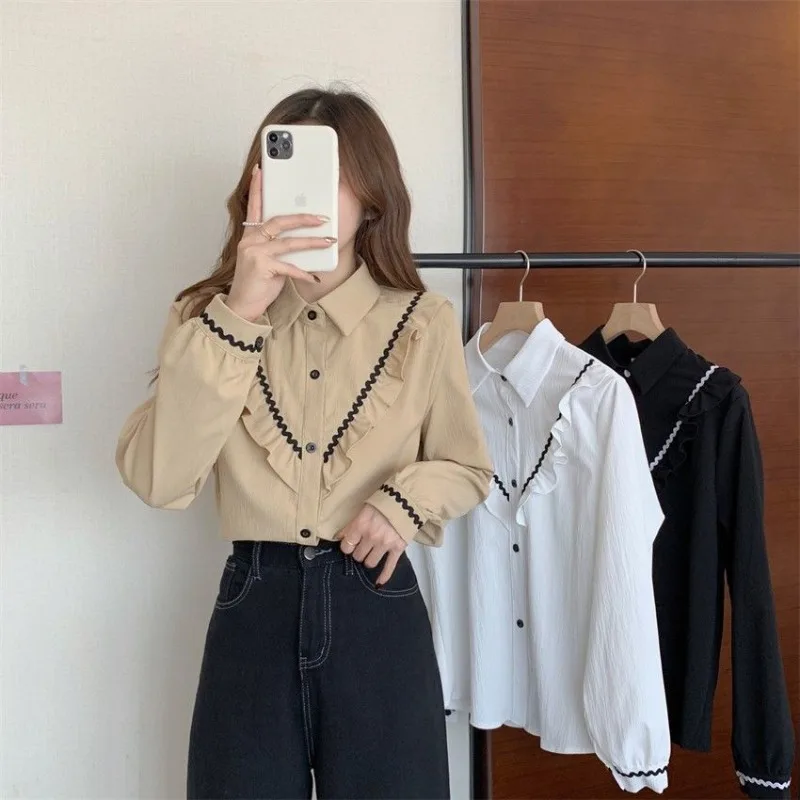 Французская блузка с рюшами, женская, весна 2026, новинка, нишевый дизайн, с длинным рукавом, из шифона
Французская блузка с рюшами, женская, весна 2026, новинка, нишевый дизайн, с длинным рукавом, из шифона