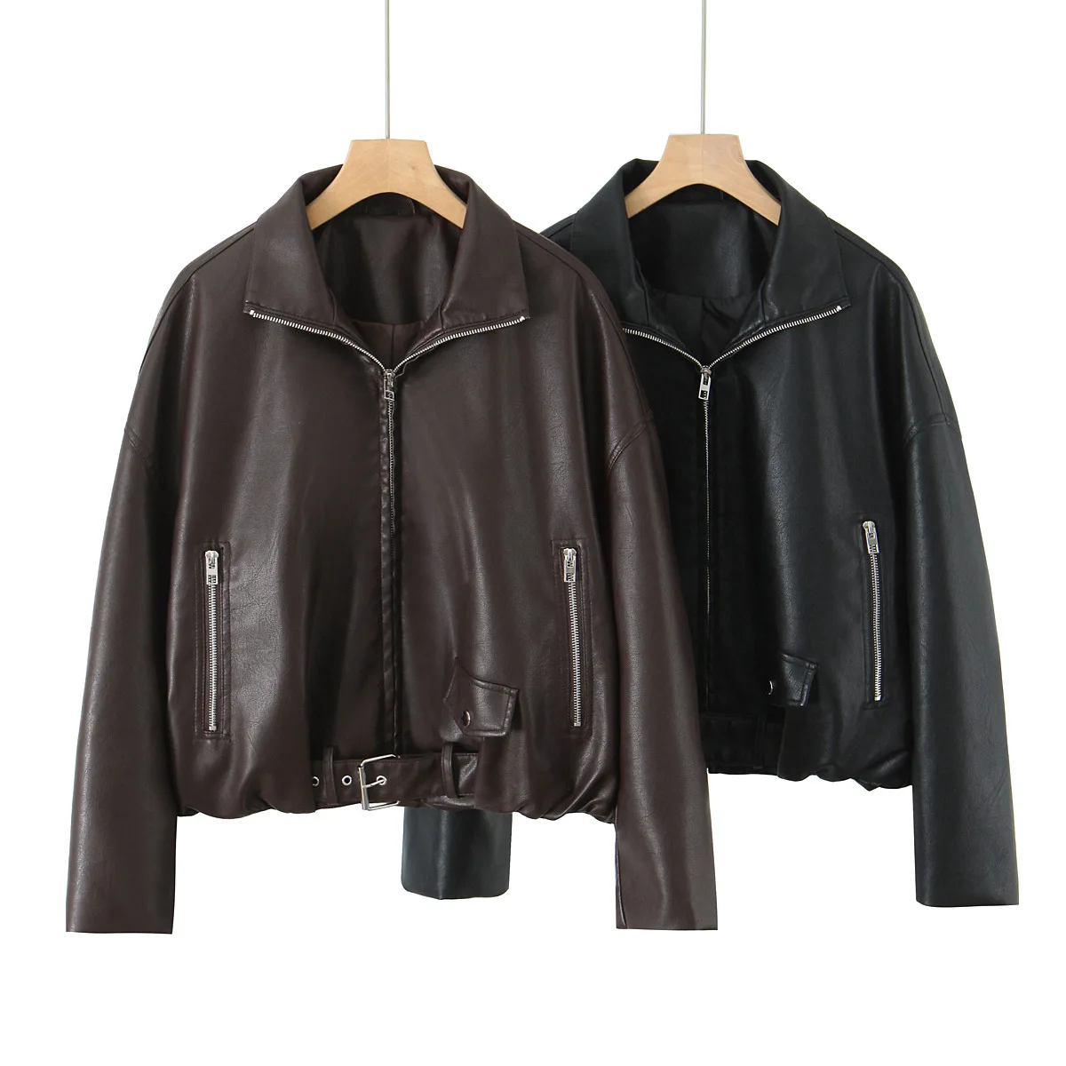 Women PU Leather Coat Zipper Design Style Spring Autumn New Black Short Classic American Motorcycle Leather Jacket with Belt
Women PU Leather Coat Zipper Design Style Spring Autumn New Black Short Classic American Motorcycle Leather Jacket with Belt