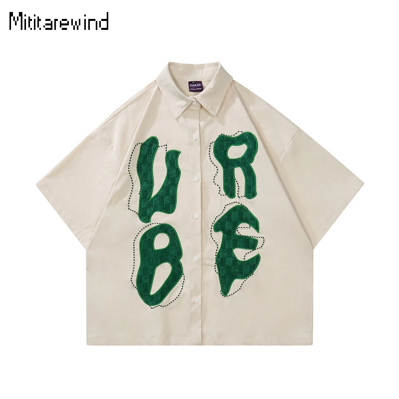 Summer Short Sleeve Shirts & Blouses High Street Casual American Vintage Shirt Letter Embroidered Design Shirt Loose Unisex Tops
Summer Short Sleeve Shirts & Blouses High Street Casual American Vintage Shirt Letter Embroidered Design Shirt Loose Unisex Tops