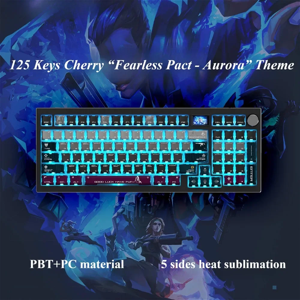 125 keys, Cherry PBT + PC "Fearless Contract - Aurora" theme, suitable for MX switch 60/84/90/104/108 mechanical keyboard
125 keys, Cherry PBT + PC "Fearless Contract - Aurora" theme, suitable for MX switch 60/84/90/104/108 mechanical keyboard