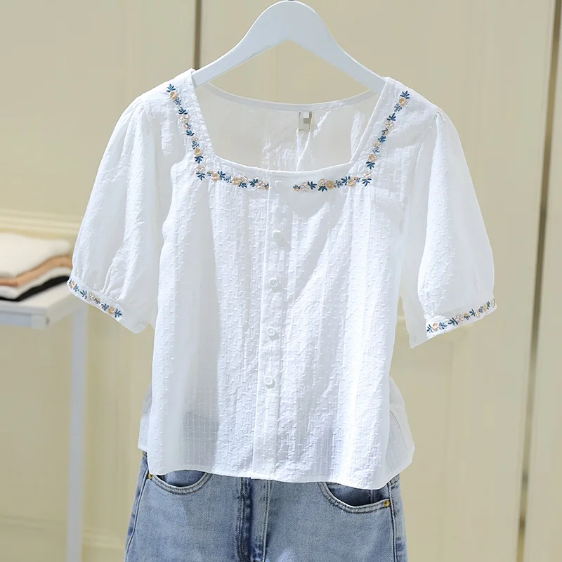 Floral Cotton Short Sleeve Shirt Women's Casual Top Style Square Collar Button up Summer Fashion Commute Style Straight...
Floral Cotton Short Sleeve Shirt Women's Casual Top Style Square Collar Button up Summer Fashion Commute Style Straight...