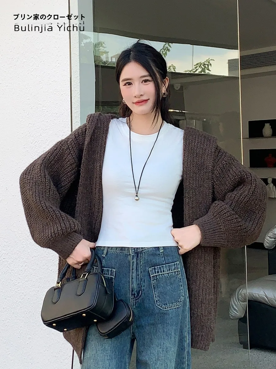 Blanche Home Brown Khaki Hooded Knitted Cardigan Women's Casual Versatile Outerwear Spring Autumn New Sle Long Sve Lante...
Blanche Home Brown Khaki Hooded Knitted Cardigan Women's Casual Versatile Outerwear Spring Autumn New Sle Long Sve Lante...