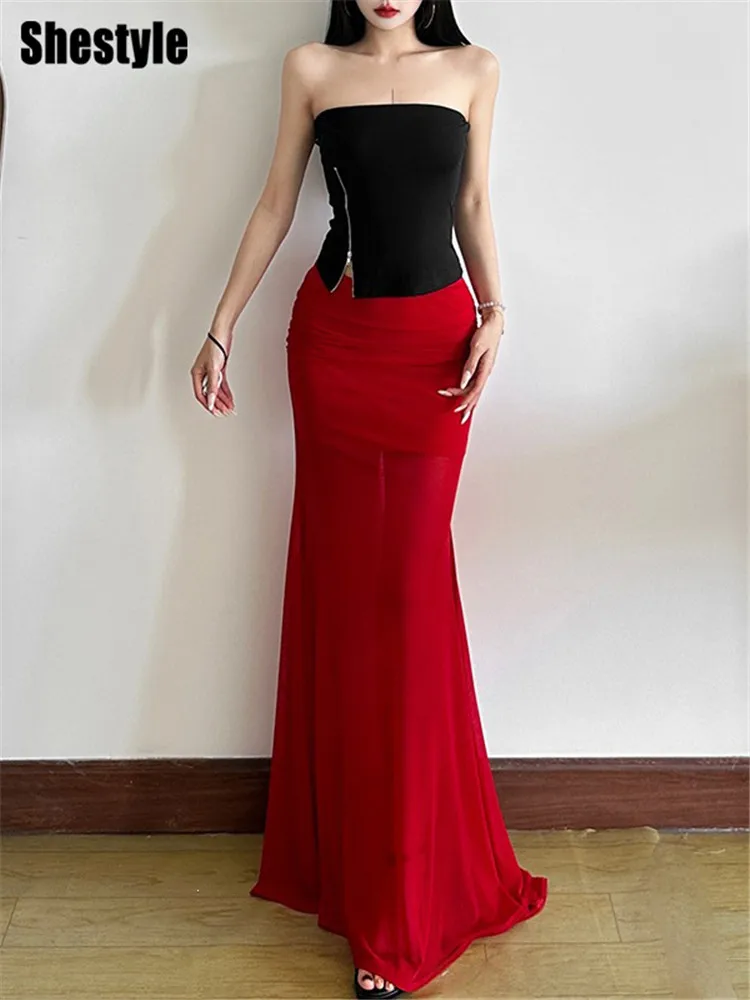 Shestyle Mesh Yarn Mermaid Skirt Women Sexy Clubwear Double Layer High Waist Sheer Transparent Elastic Solid Party Outfits
Shestyle Mesh Yarn Mermaid Skirt Women Sexy Clubwear Double Layer High Waist Sheer Transparent Elastic Solid Party Outfits