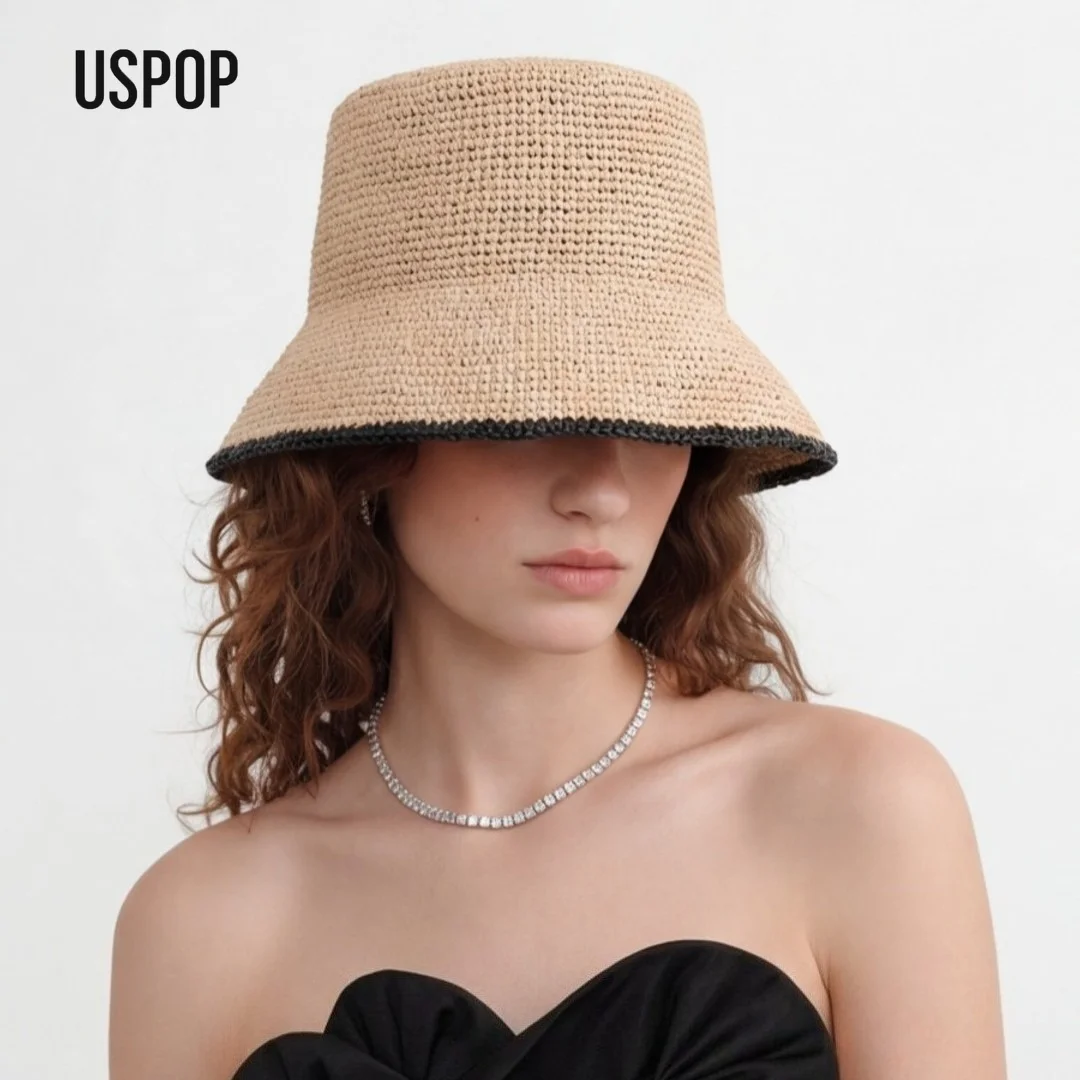 USPOP Women Raffia Bucket Hat French Minimalist Straw Cloche Hat Wide Brim Summer Sun Hat Elegant Foldable Beach Vacation Cap
USPOP Women Raffia Bucket Hat French Minimalist Straw Cloche Hat Wide Brim Summer Sun Hat Elegant Foldable Beach Vacation Cap