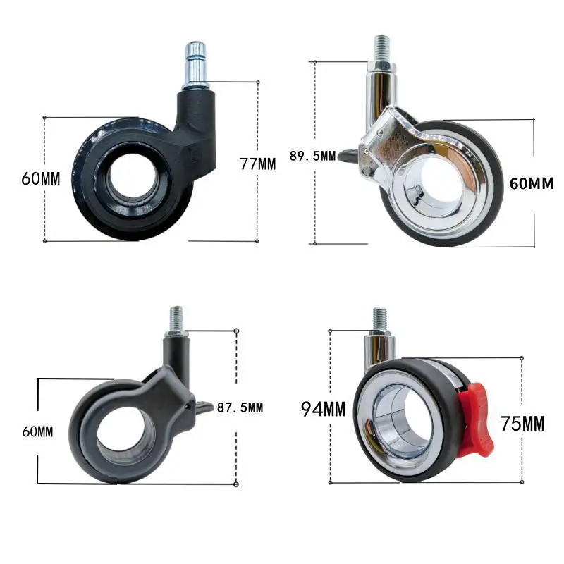 5-Pack 2.5 Inch Aluminum Chair Casters with Anti-Tangle Wheels, M6-M11 Thread Fit for Hardwood & Carpets
5-Pack 2.5 Inch Aluminum Chair Casters with Anti-Tangle Wheels, M6-M11 Thread Fit for Hardwood & Carpets