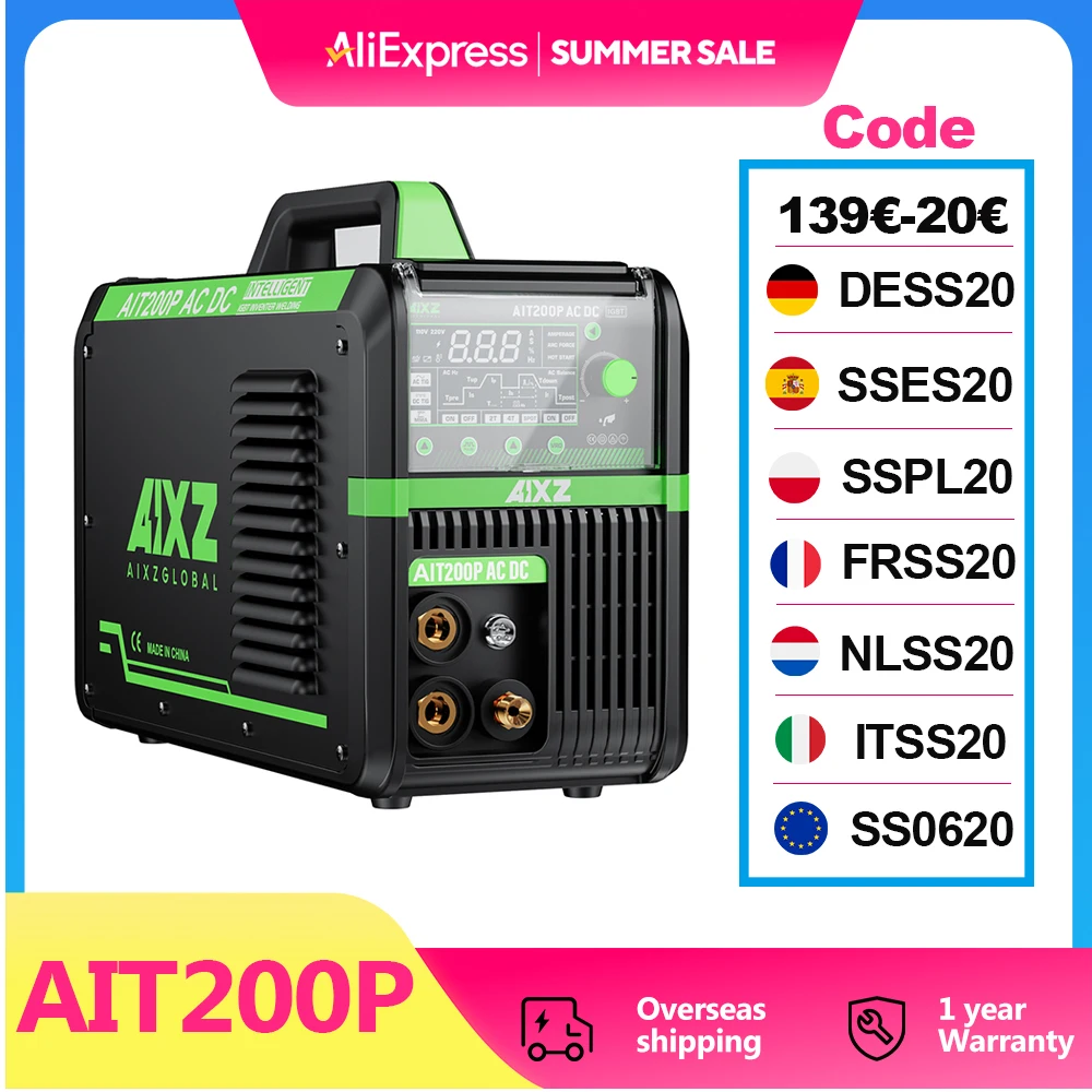 AIXZ HF TIG Welding Machine 200A AIT200P AC DC Welder With Pulse 5 in 1 IGBT Inverter ARC Stick Welder Spot TIG Aluminum Welder
AIXZ HF TIG Welding Machine 200A AIT200P AC DC Welder With Pulse 5 in 1 IGBT Inverter ARC Stick Welder Spot TIG Aluminum Welder
