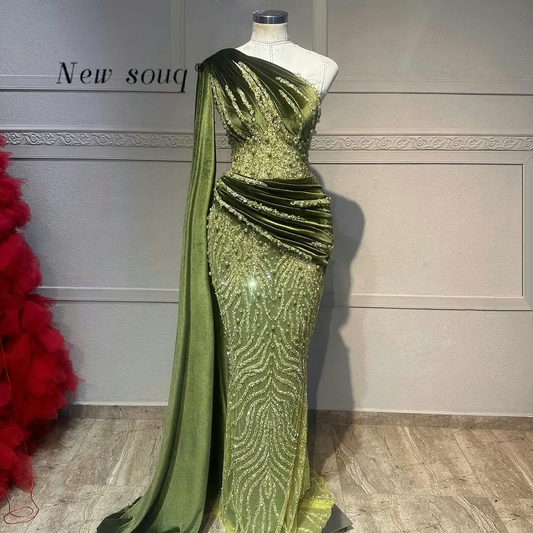 Green One Shoulder Mermaid Evening Dresses Customized Elegant Formal Wedding Party Gowns for Women Long Beaded Sequins Prom Robe
Green One Shoulder Mermaid Evening Dresses Customized Elegant Formal Wedding Party Gowns for Women Long Beaded Sequins Prom Robe