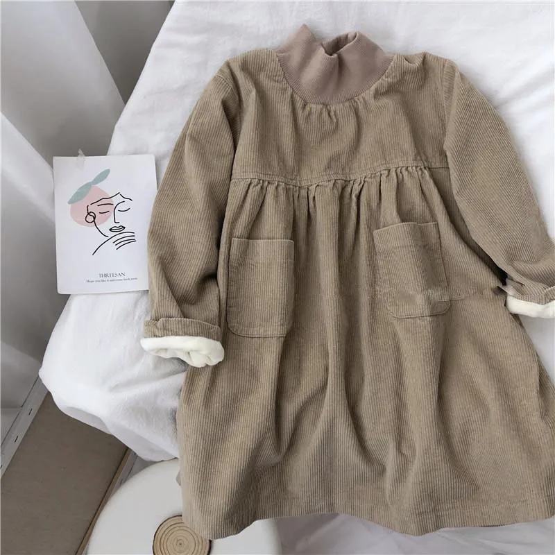 Korean Style New Fashion Clothes Autumn Winter Corduroy Girls Dress Plus Velvet Thick High-Neck Pocket Baby Long Sleeves Dresses
Korean Style New Fashion Clothes Autumn Winter Corduroy Girls Dress Plus Velvet Thick High-Neck Pocket Baby Long Sleeves Dresses