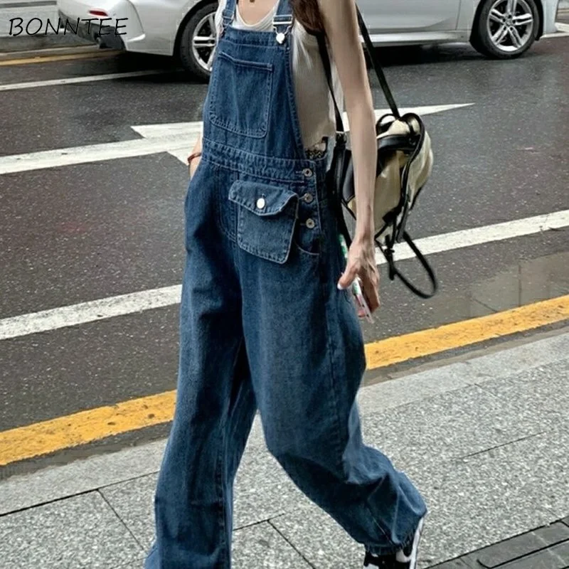 Jumpsuits Women Solid Pockets Denim High Waist Chic Casual Streetwear Korean Style Daily Collage Spring Cozy All-match Female
Jumpsuits Women Solid Pockets Denim High Waist Chic Casual Streetwear Korean Style Daily Collage Spring Cozy All-match Female