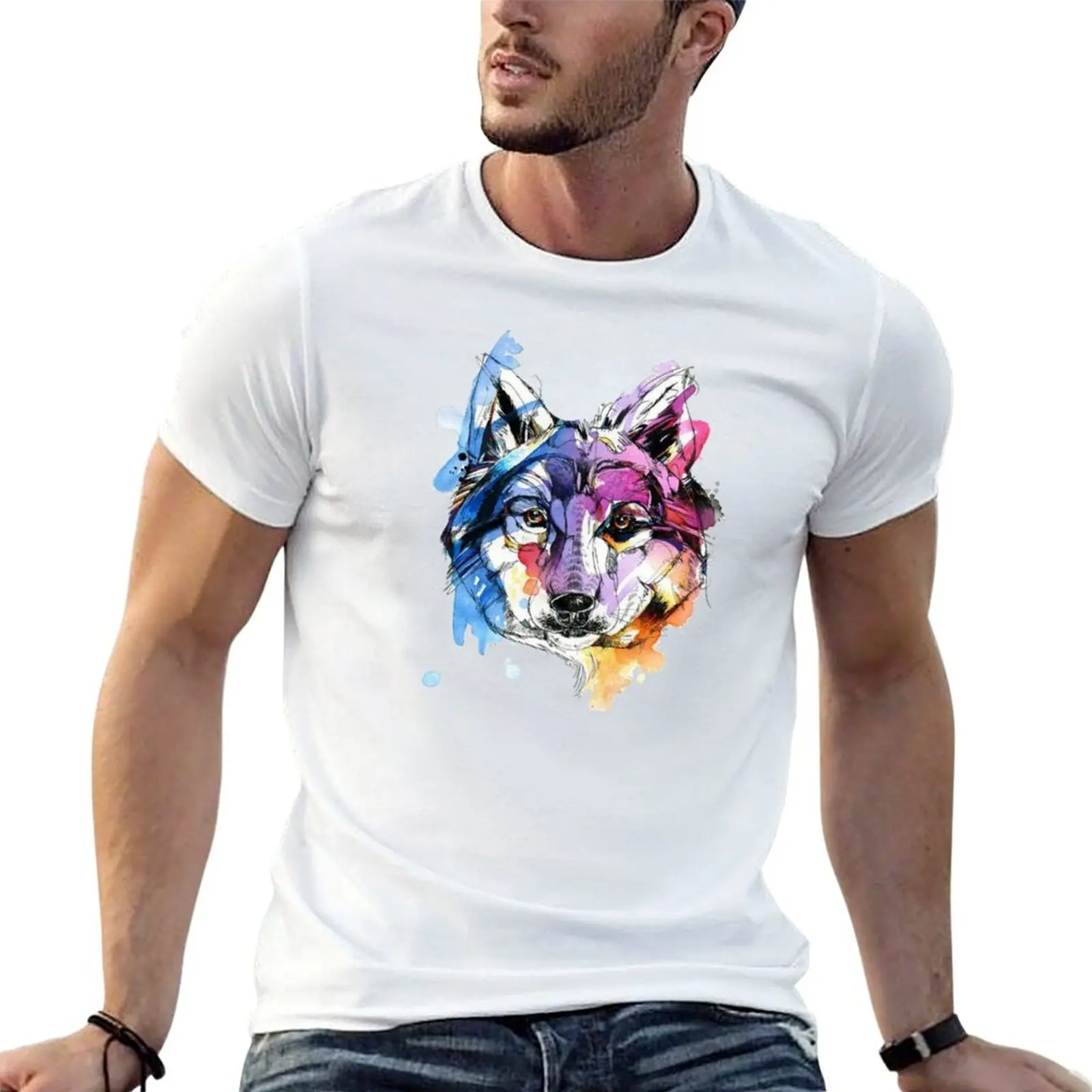 colourful Wolf T-Shirt man t shirts graphic anime tshirt cotton t shirt man T-shirt
colourful Wolf T-Shirt man t shirts graphic anime tshirt cotton t shirt man T-shirt