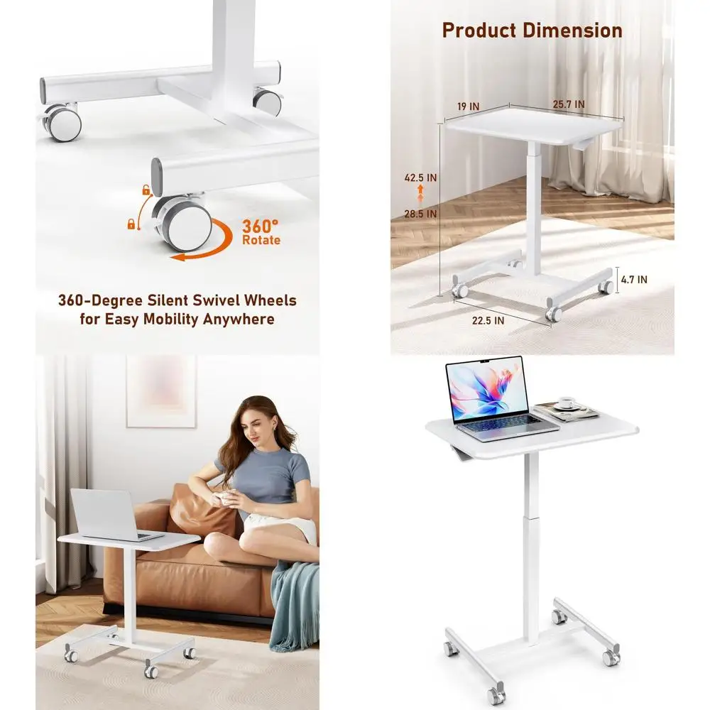 Compact Rolling Standing Desk with Adjustable Height, 28-43 Inches, Portable Laptop Table for Sit-Stand Use, White
Compact Rolling Standing Desk with Adjustable Height, 28-43 Inches, Portable Laptop Table for Sit-Stand Use, White