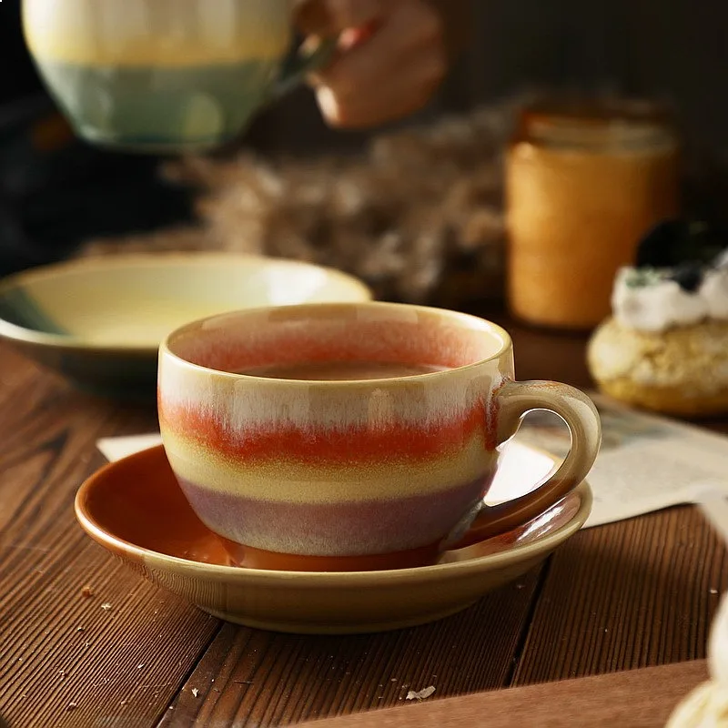 American Style Vintage Reactive Glaze Ceramic Coffee Cup Saucer Set Large Capacity Mug Home Drinkware Gift Porcelain Cup Set
American Style Vintage Reactive Glaze Ceramic Coffee Cup Saucer Set Large Capacity Mug Home Drinkware Gift Porcelain Cup Set