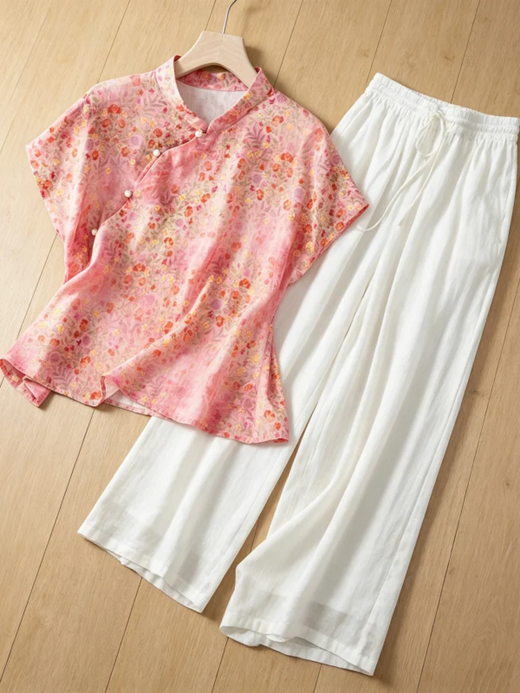 New Chinese Style Floral Cotton Linen Set Women Summer Shirt Top Wide Leg Pants Two Piece Set Breathable Lightweight Casual F...
New Chinese Style Floral Cotton Linen Set Women Summer Shirt Top Wide Leg Pants Two Piece Set Breathable Lightweight Casual F...