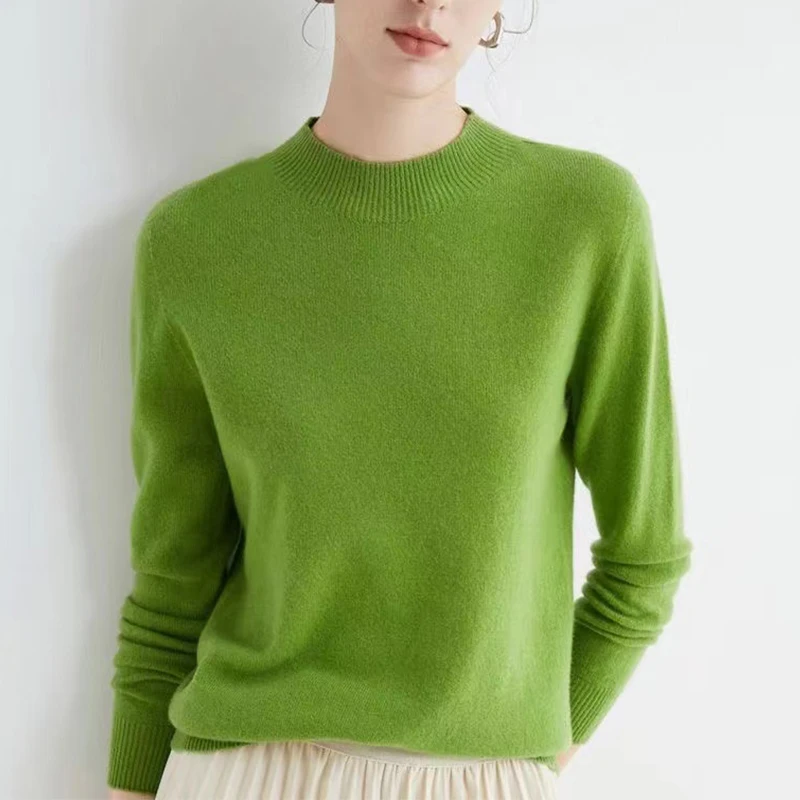 Spring/Autumn Half High Collar Solid Pullover Sweater For Women 100% Wool Casual Long Sleeved Knitwear Clothing Female Basic Top
Spring/Autumn Half High Collar Solid Pullover Sweater For Women 100% Wool Casual Long Sleeved Knitwear Clothing Female Basic Top