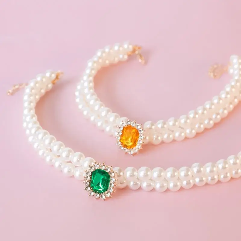 Cute Fashion Cat Dog Pearl Necklace Double Layered High-end Retro Gemstone Set with Rhinestones Pet Collar Dog Accessories
Cute Fashion Cat Dog Pearl Necklace Double Layered High-end Retro Gemstone Set with Rhinestones Pet Collar Dog Accessories