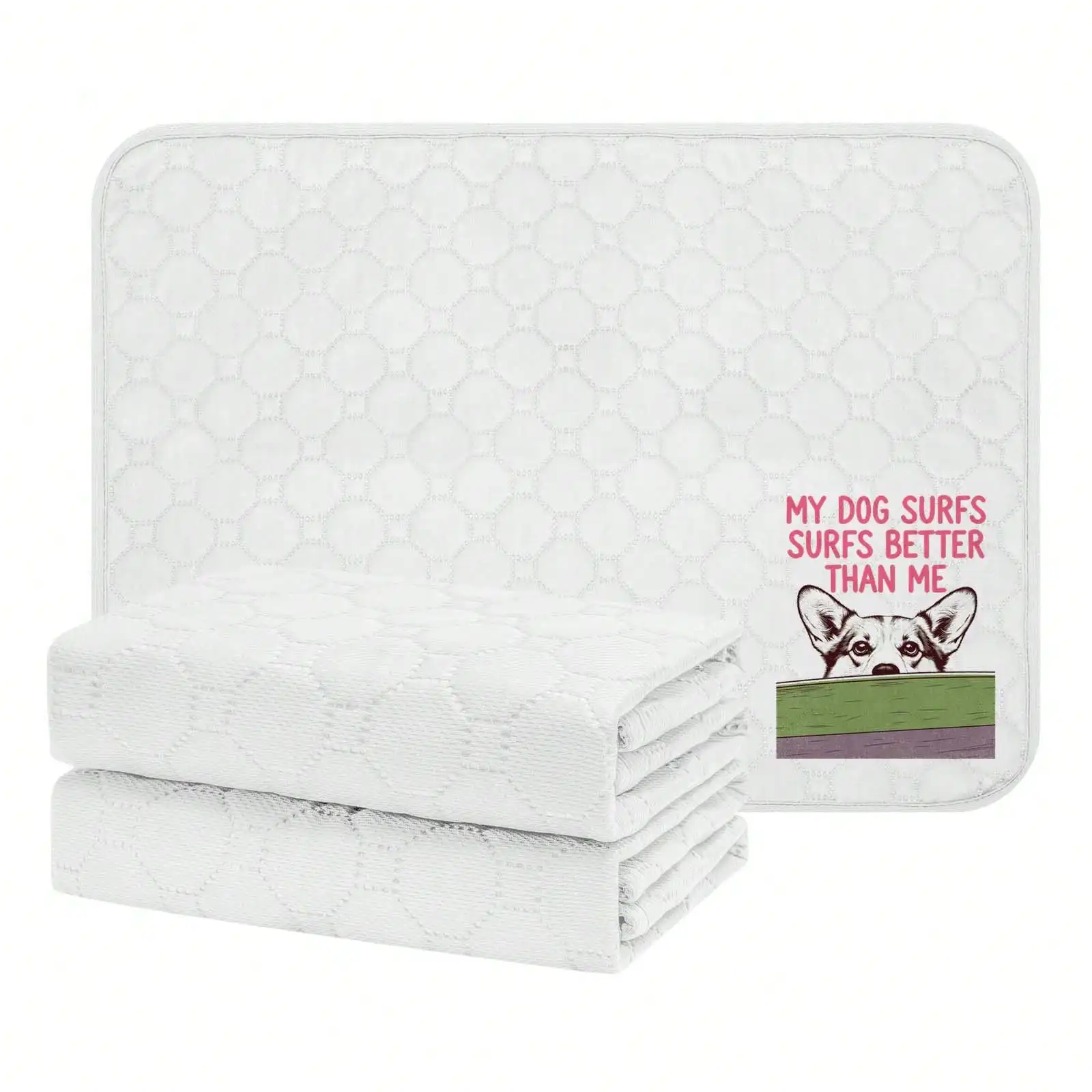 2pcs Premium White Hexagonal Pattern Pet Urine Pad With Cute Corgi Design, Soft Cotton Blend, Vibrant Green Print - Modern Pet Care. Applies To Dog Training, Puppy Housebreaking, Indoor Pet Care, Travel Accessories, Home Hygiene.
2pcs Premium White Hexagonal Pattern Pet Urine Pad With Cute Corgi Design, Soft Cotton Blend, Vibrant Green Print - Modern Pet Care. Applies To Dog Training, Puppy Housebreaking, Indoor Pet Care, Travel Accessories, Home Hygiene.