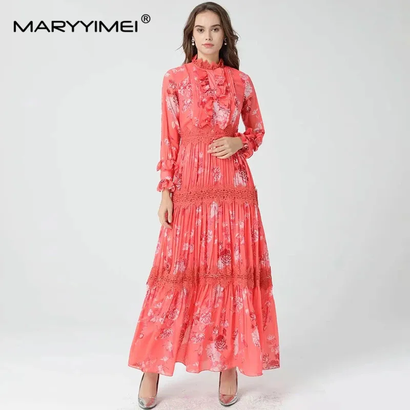MARYYIMEI 2023 Spring Elegant Party dress Women Lace Patchwork Full Sleeve Vintage Floral Print Long Holiday Dresses
MARYYIMEI 2023 Spring Elegant Party dress Women Lace Patchwork Full Sleeve Vintage Floral Print Long Holiday Dresses
