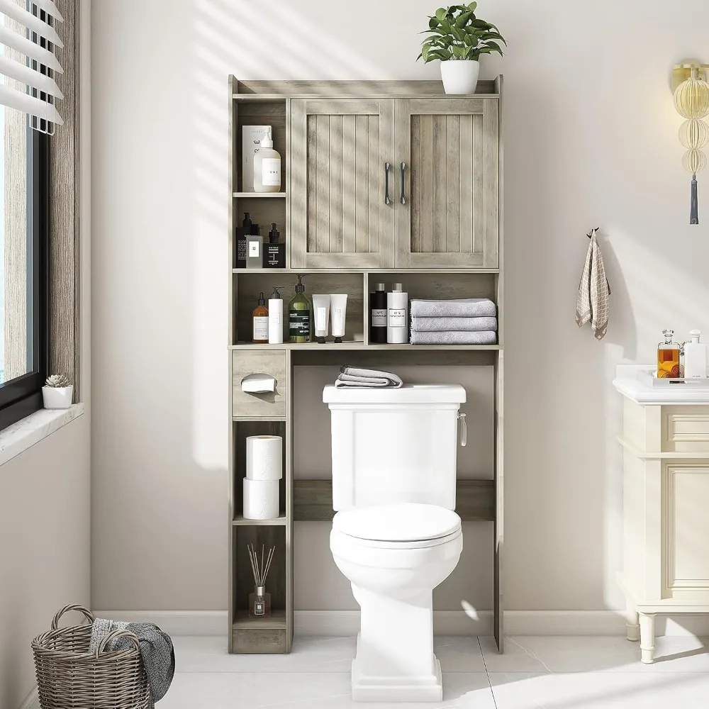 Farmhouse Storage Cabinet Over Toilet with 2 Barn Doors & Toilet Paper Holder Stand, Space-Saving Bathroom Rack
Farmhouse Storage Cabinet Over Toilet with 2 Barn Doors & Toilet Paper Holder Stand, Space-Saving Bathroom Rack