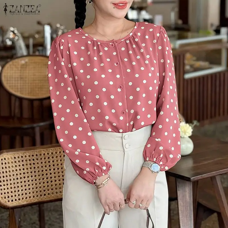 ZANZEA Women Fashionable Polka Dot Shirt O-Neck Lantern Sleeves Button Up Blouses 2026 Spring Fall Daily Casual Camisas de Mujer
ZANZEA Women Fashionable Polka Dot Shirt O-Neck Lantern Sleeves Button Up Blouses 2026 Spring Fall Daily Casual Camisas de Mujer