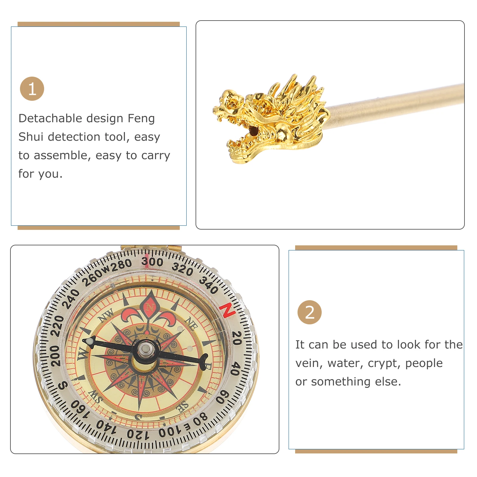 Copper Divining Rod Compass Set Dragon head Dowsing Tool Portable Feng Shui Detection Rod Practical Water Tool
Copper Divining Rod Compass Set Dragon head Dowsing Tool Portable Feng Shui Detection Rod Practical Water Tool
