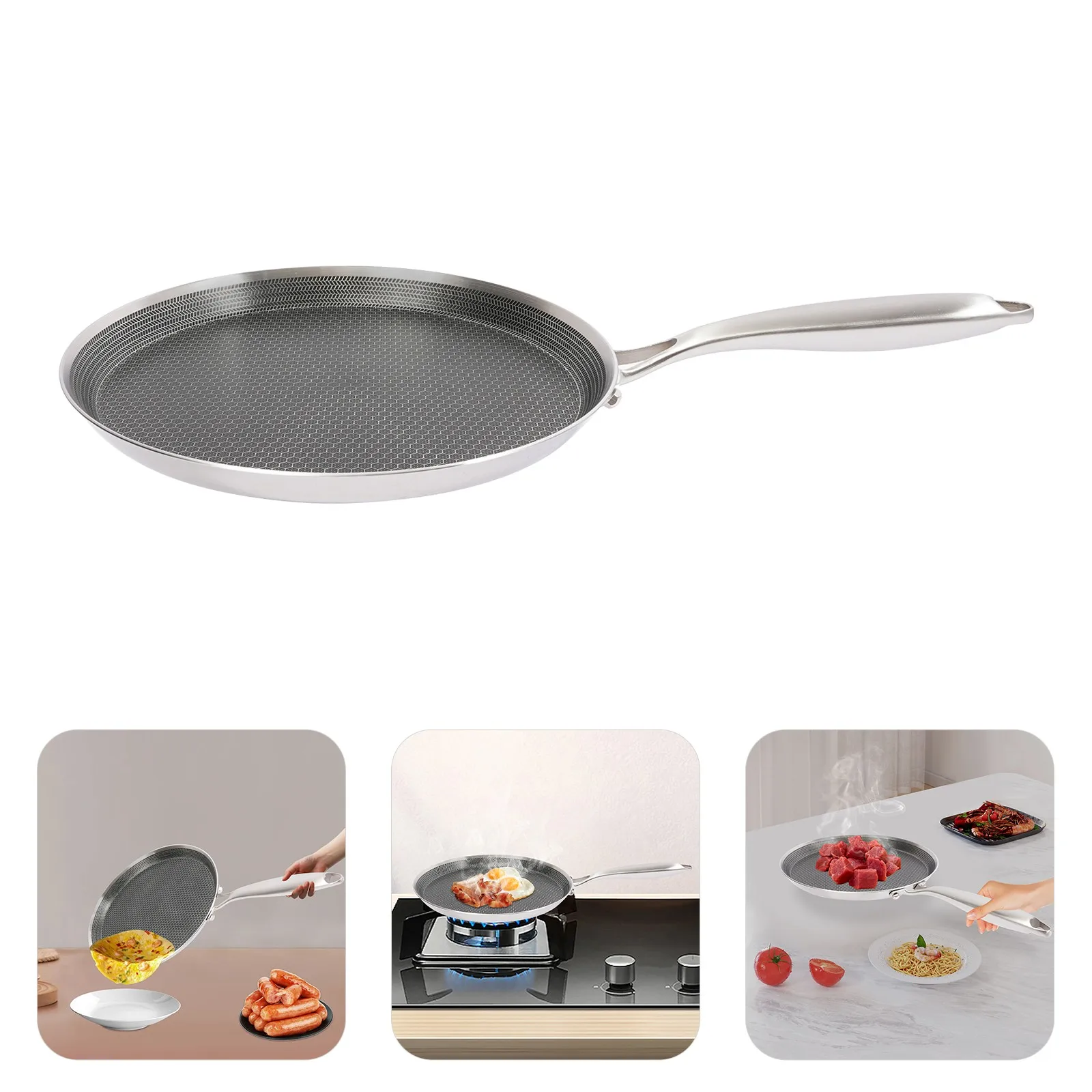 Stainless Steel Crepe Pan, Pancake Pan, Stainless Steel Cooking Pan
Stainless Steel Crepe Pan, Pancake Pan, Stainless Steel Cooking Pan
