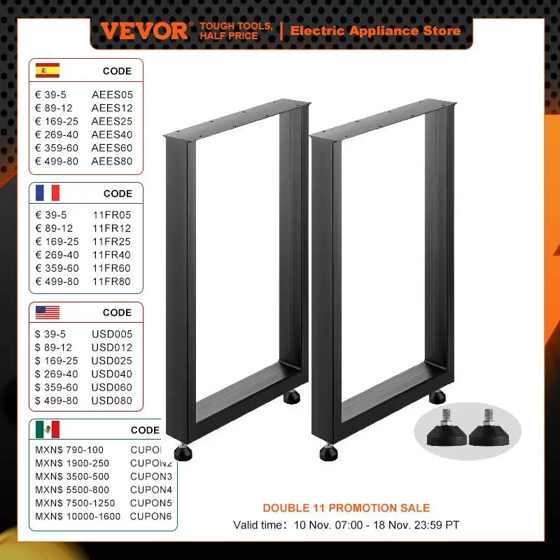 VEVOR 2PCS Table Legs Steel 2204LBS / 1000KG Load Square Shape with Pre-Drilled Holes for Home Use Commercial Bar Hotel Office
VEVOR 2PCS Table Legs Steel 2204LBS / 1000KG Load Square Shape with Pre-Drilled Holes for Home Use Commercial Bar Hotel Office