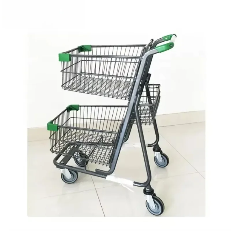 Supermarket heavy duty 2 layer wheeled market supermarket shopping cart
Supermarket heavy duty 2 layer wheeled market supermarket shopping cart