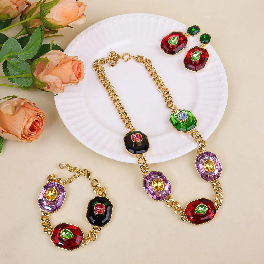 New Ins Fashion Crystal Premium Necklace Women's Light Luxury Bracelet Colorful Dopamine Earrings Set Accessories 
New Ins Fashion Crystal Premium Necklace Women's Light Luxury Bracelet Colorful Dopamine Earrings Set Accessories