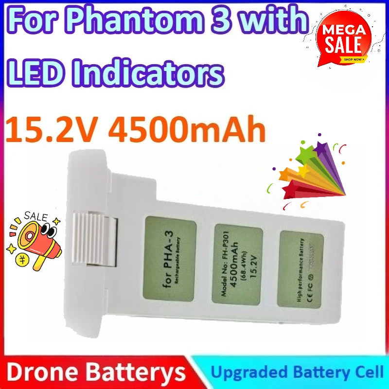 15.2V 4500mAh LiPo Intelligent Flight Battery for Phantom3 Pro Advanced 4K SE Long Flight Time Replacement with Green/Grey Label
15.2V 4500mAh LiPo Intelligent Flight Battery for Phantom3 Pro Advanced 4K SE Long Flight Time Replacement with Green/Grey Label