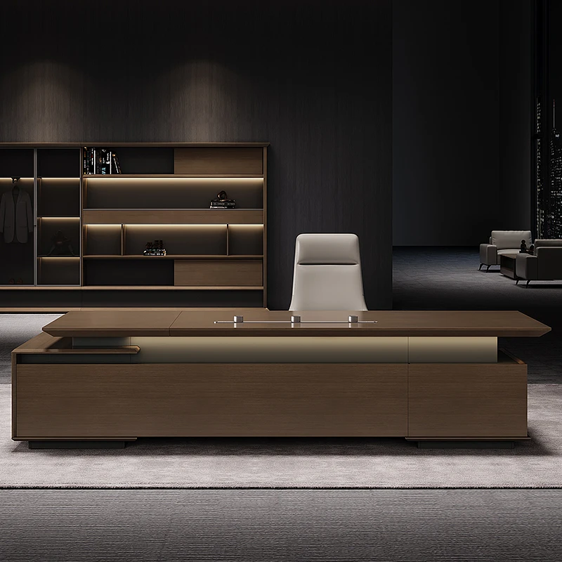 High-end president's desk boss table simple modern light luxury chairperson's desk office table and chair combination
High-end president's desk boss table simple modern light luxury chairperson's desk office table and chair combination